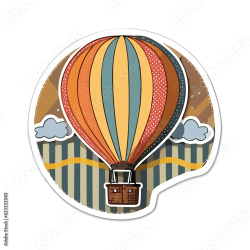Air balloon flying in the sky with colorful clouds