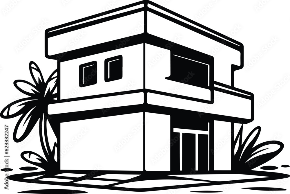 Concrete Miami House Logo Monochrome Design Style