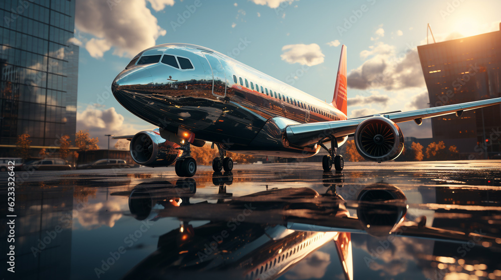 Airplane flying. Generative Ai Airplane flying. Generative Ai