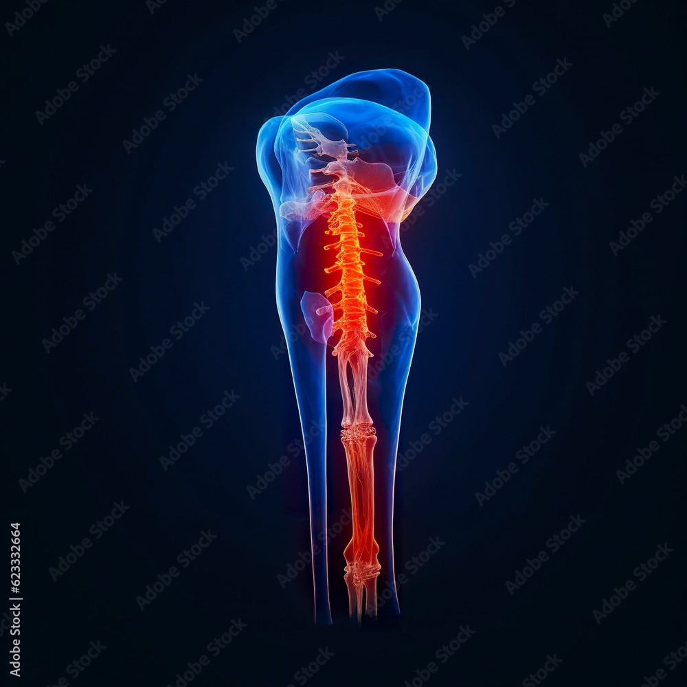 A cgi view of an inflamed joint on blue. AI Generative