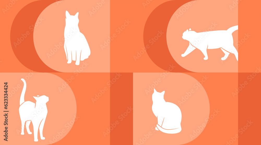 seamless pattern of cats silhouettes