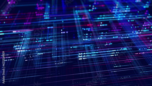 Wallpaper Mural Lines form hologram information blocks, ai construction light grid, info concept lines and nodes. Big data fields. Hi-tech info technology. vj loop abstract background sci fi theme Torontodigital.ca