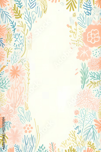 beautiful and colorful cartoon Flora background with copy space, Ai Generative