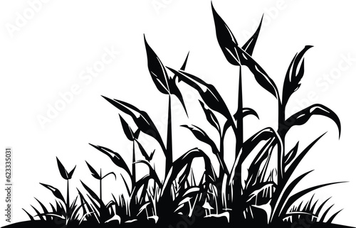 Fotobehang Corn Field Logo Monochrome Design Style