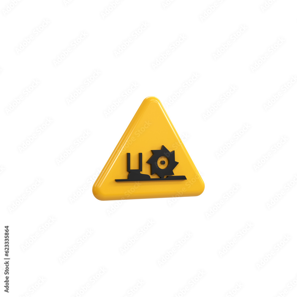 Alert or Warning signs 3d rendering of alert isolated on a transparent background 
