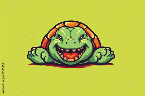 Turtle cartoon mascot logo design vector illustration. Turtle mascot logo design