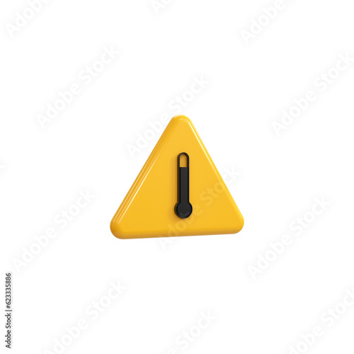 Alert or Warning signs 3d rendering of alert isolated on a transparent background 