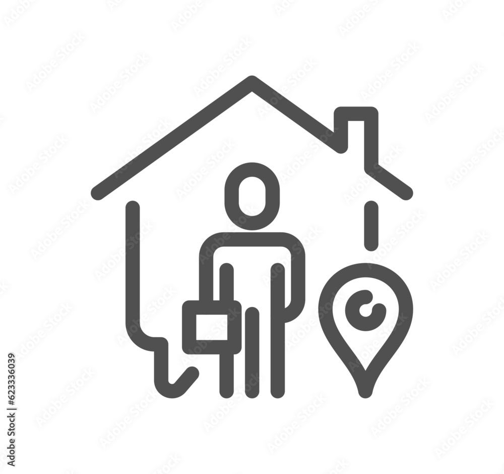 Obraz premium Work place related icon outline and linear vector.