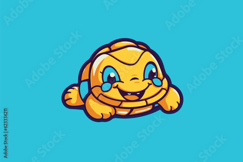 Cute Turtle Cartoon Mascot Vector Icon Illustration Design.