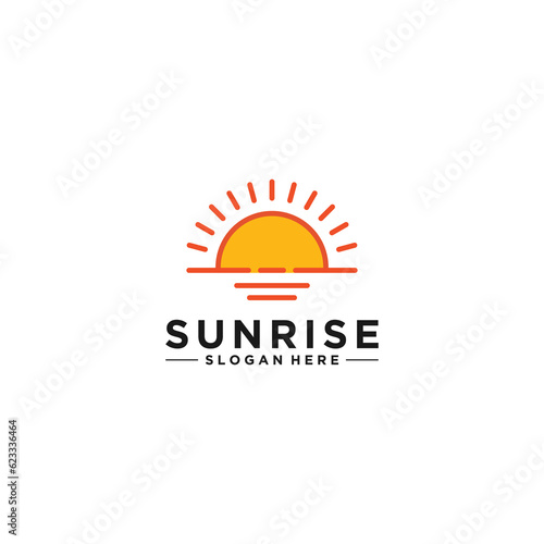 sunrise logo template vector in white background