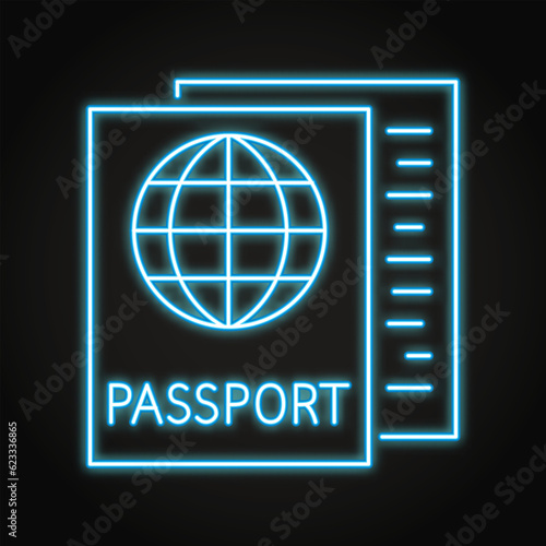 International passport neon line icon