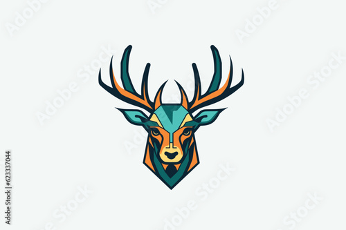 Deer head logo vector illustration. Deer head with antlers.