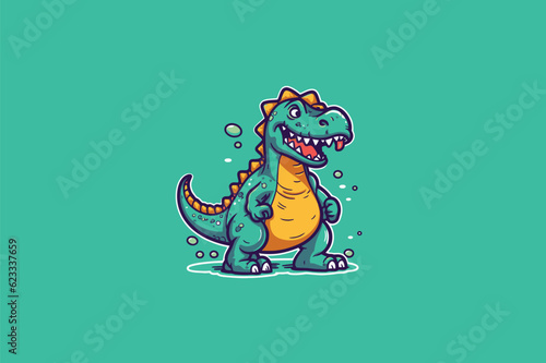 Cute dinosaur cartoon vector illustration for t-shirt, sticker, logo and other design