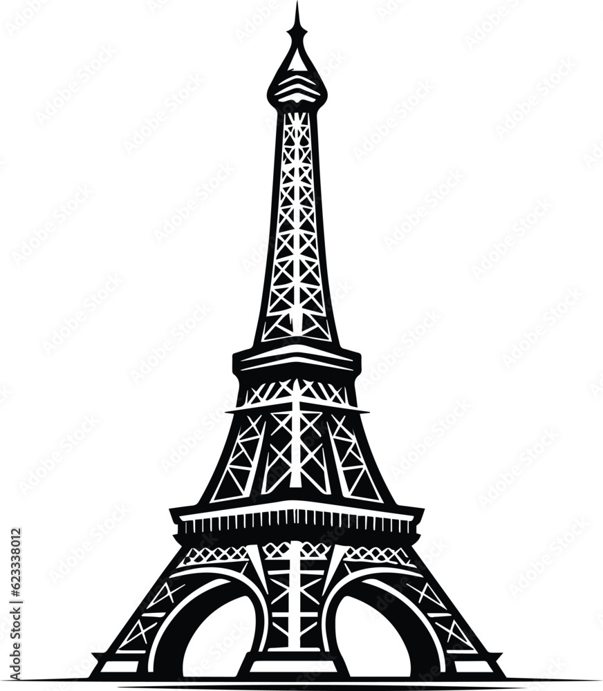 Eiffel Tower Logo Monochrome Design Style	