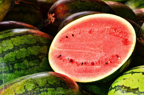 slice of watermelon in market