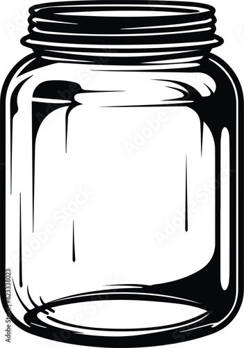 Empty Glass Jar Logo Monochrome Design Style
