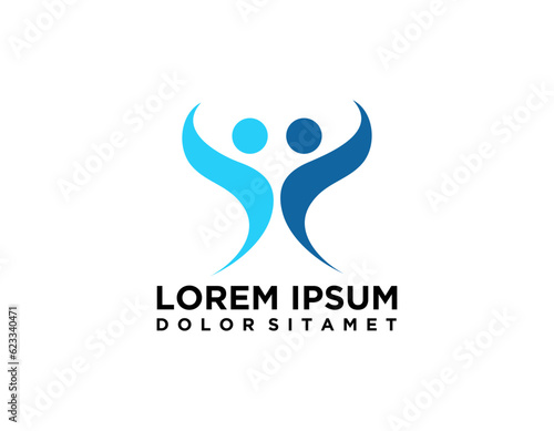 Creative community logo concept. Smile and partnership icon combination 