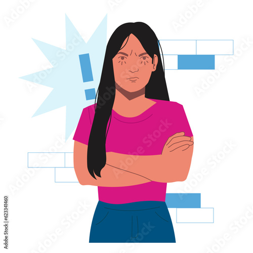 woman feeling angry-expression in flat illustration