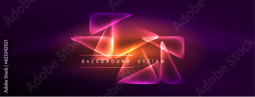 Neon lights hacking geometric background, virtual reality or artificial intelligence concept, cyberpunk geometric template for wallpaper, banner, presentation, background