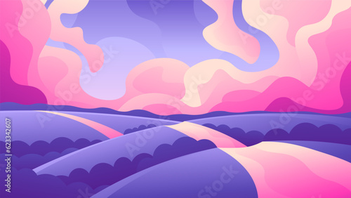 Gentle dreamy romantic sky in clouds horizontal landscape.