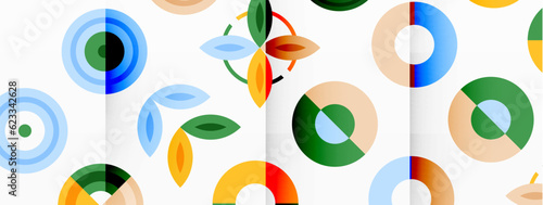 Colorful circles in a grid composition abstract background. Design for wallpaper, banner, background, landing page, wall art, invitation, prints, posters