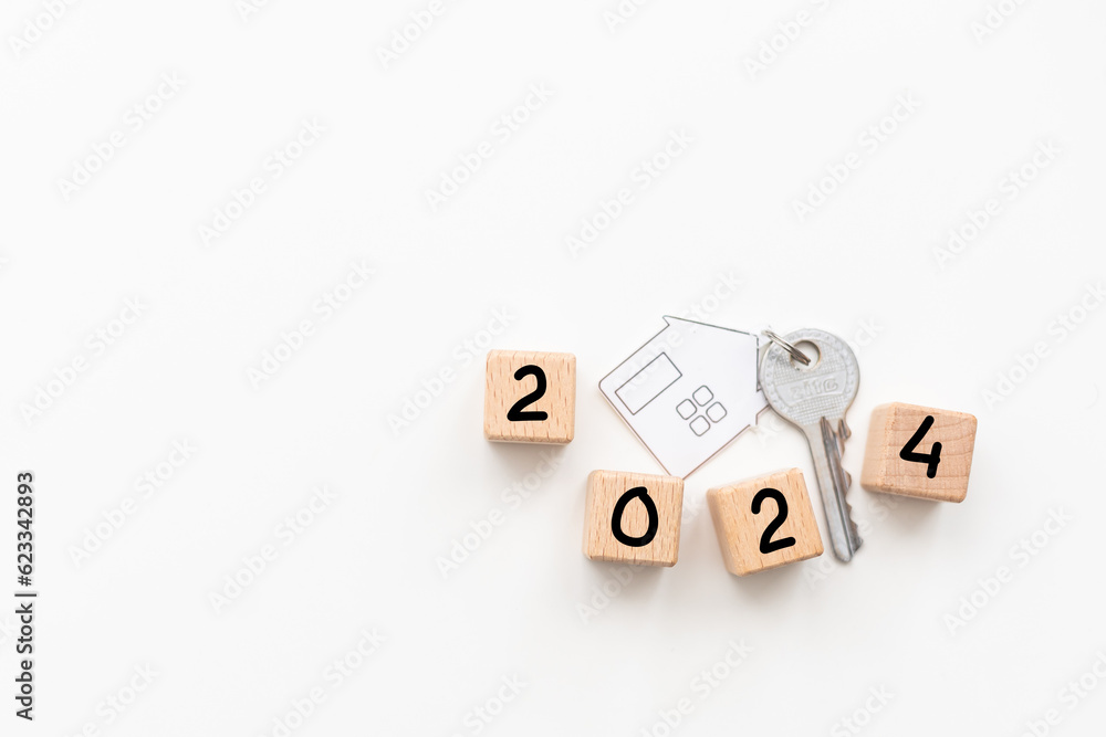 Wooden 2023 to 2024 new year white background. Word 2022 - 2023 wood cube on wooden desk for copy space. Wooden 2023 to 2024 new year white background. Word 2022 - 2023 wood cube on wooden desk for copy space.