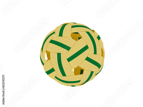Rattan ball on a white background.