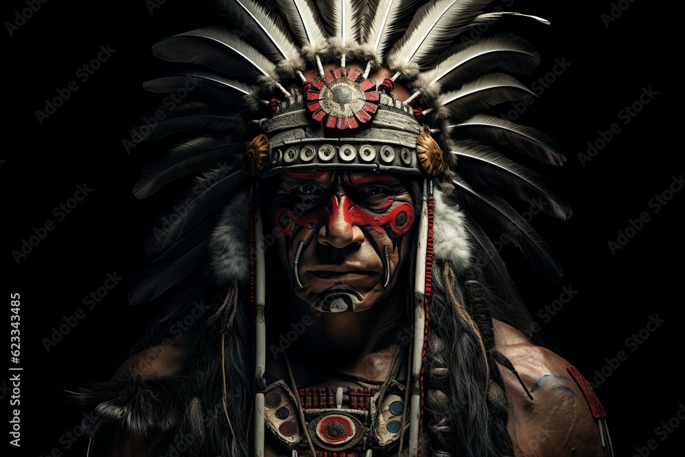 Native indian warrior chief. Generate Ai