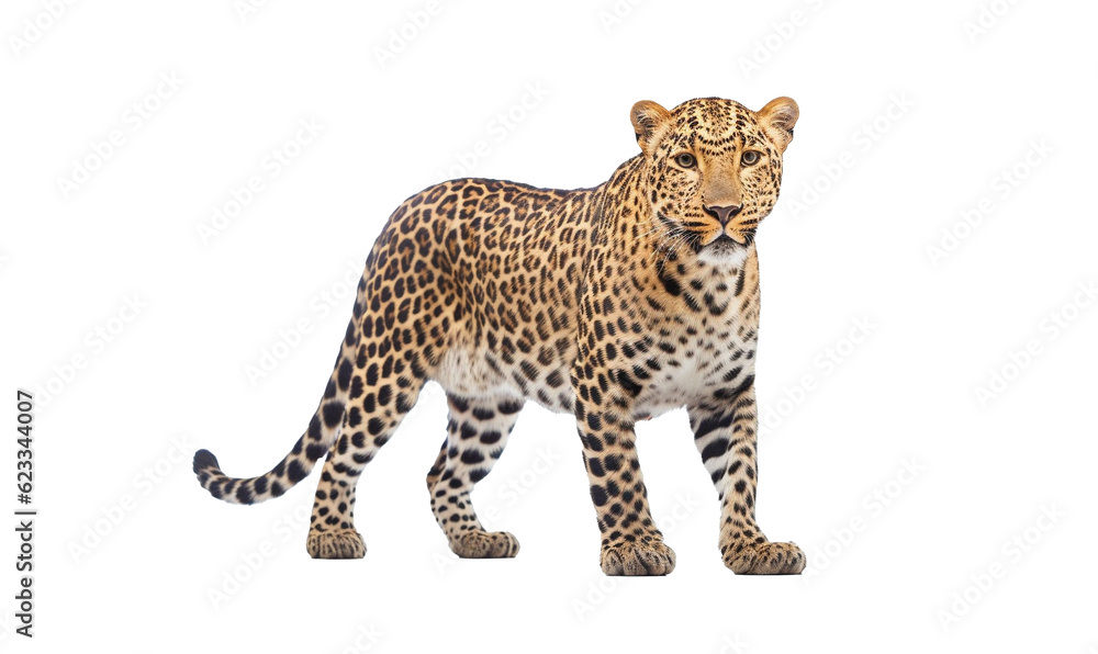 Obraz premium leopard in front of white background HD 8K wallpaper Stock Photographic Image