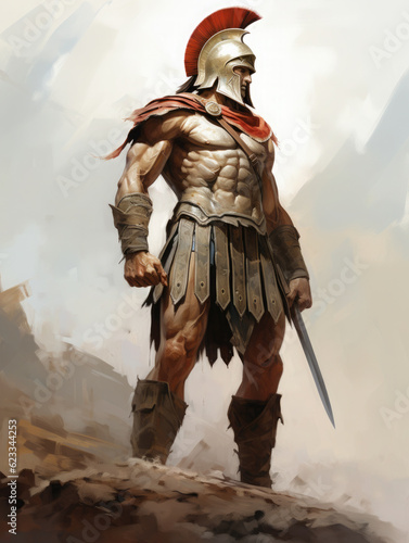 Obraz na płótnie Roman warrior. Digital art. Generative AI.
