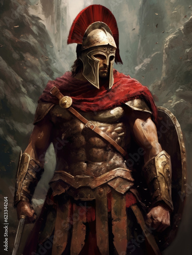 Roman warrior. Digital art. Generative AI.