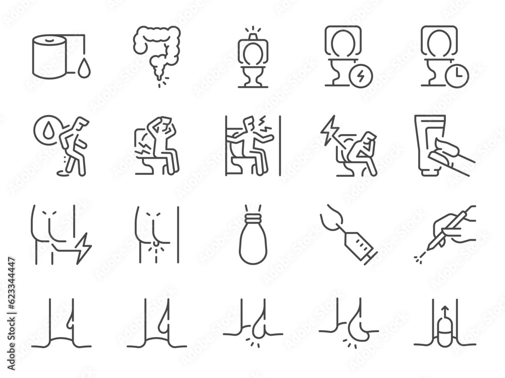 Hemorrhoid icon set. It included haemorrhoid, piles, pain, ass, illness, and more icons. Editable Vector Stroke. Hemorrhoid icon set. It included haemorrhoid, piles, pain, ass, illness, and more icons. Editable Vector Stroke.