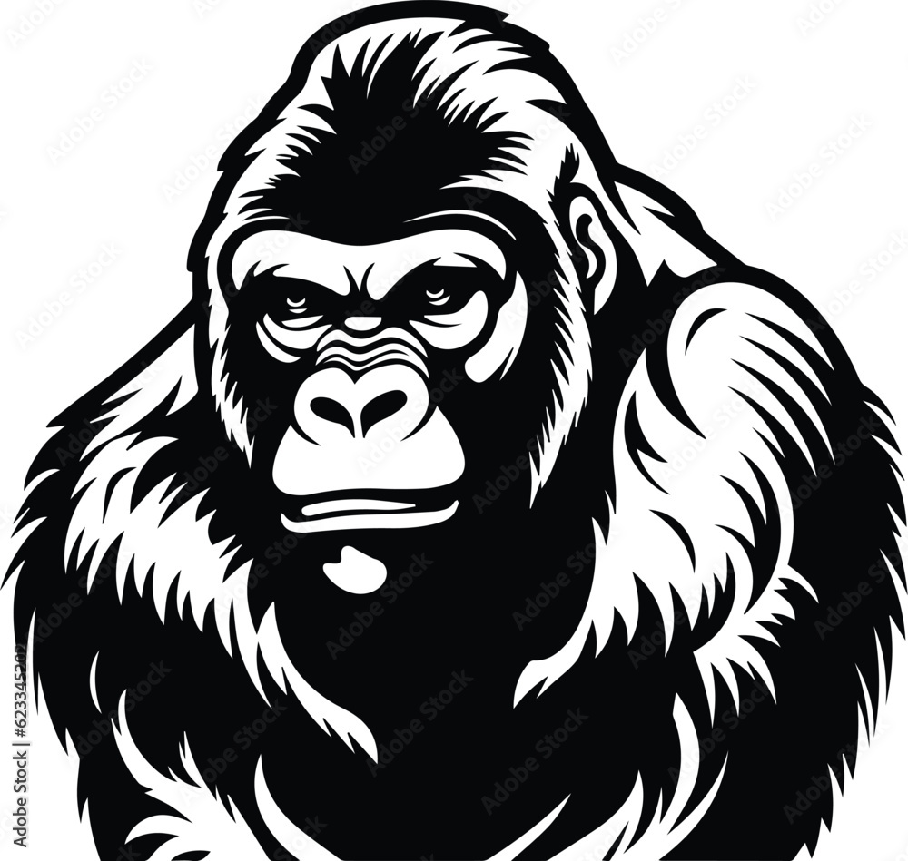 Silverback Gorilla Logo Monochrome Design Style