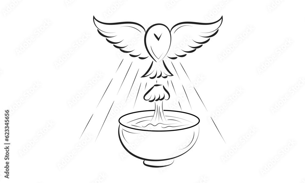 Catholic Baptism. Baptism symbol Sacraments of Catholic Church