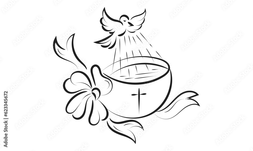 Catholic Baptism. Baptism symbol Sacraments of Catholic Church