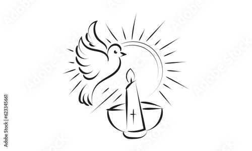 Catholic Baptism. Baptism symbol Sacraments of Catholic Church Eucharist.