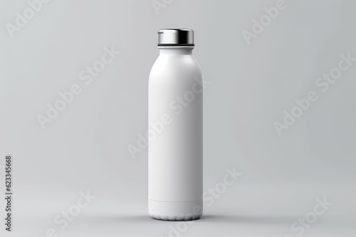 A white beverage bottle packaging for mockup, product packaging for beverage bottles photo