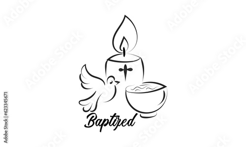 Catholic Baptism. Baptism symbol Sacraments of Catholic Church Eucharist.