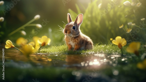 rabbit in the grass HD 8K wallpaper Stock Photographic Image