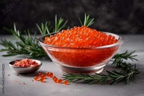 Red caviar rosemary. Generate Ai