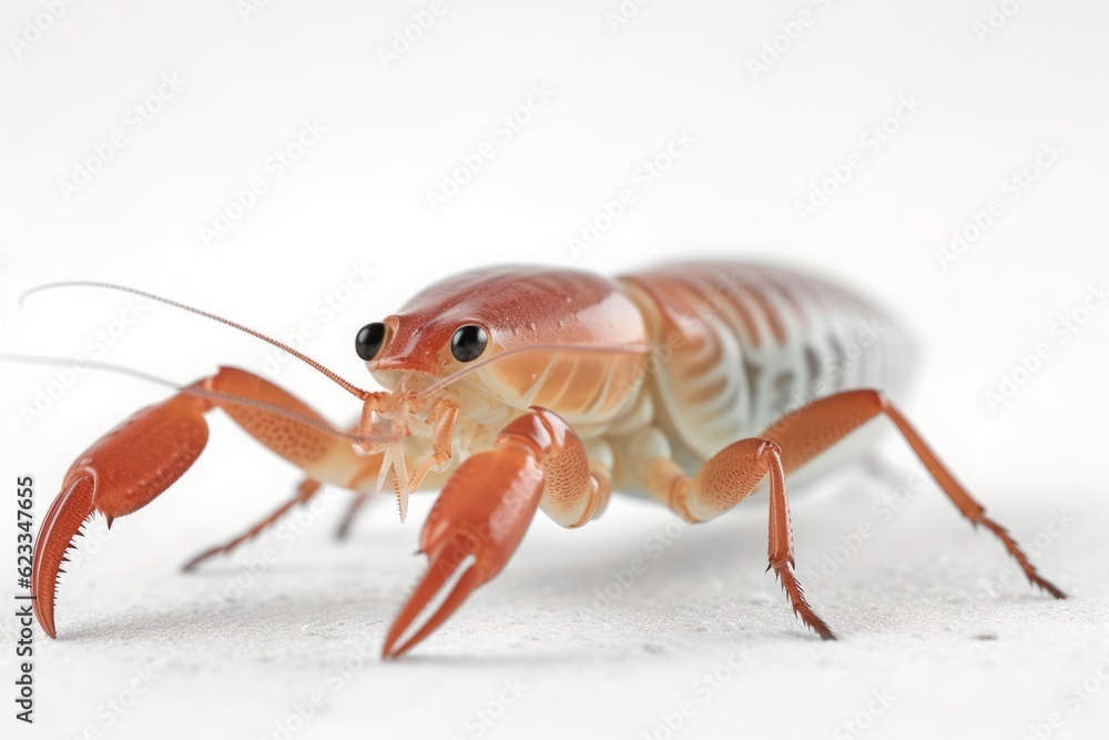 Close-up of one crayfish on white background. Generative AI Close-up of one crayfish on white background. Generative AI