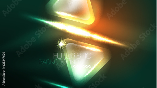 Wallpaper Mural Digital Neon Abstract Background, Triangles And Lights Geometric Design Template Torontodigital.ca