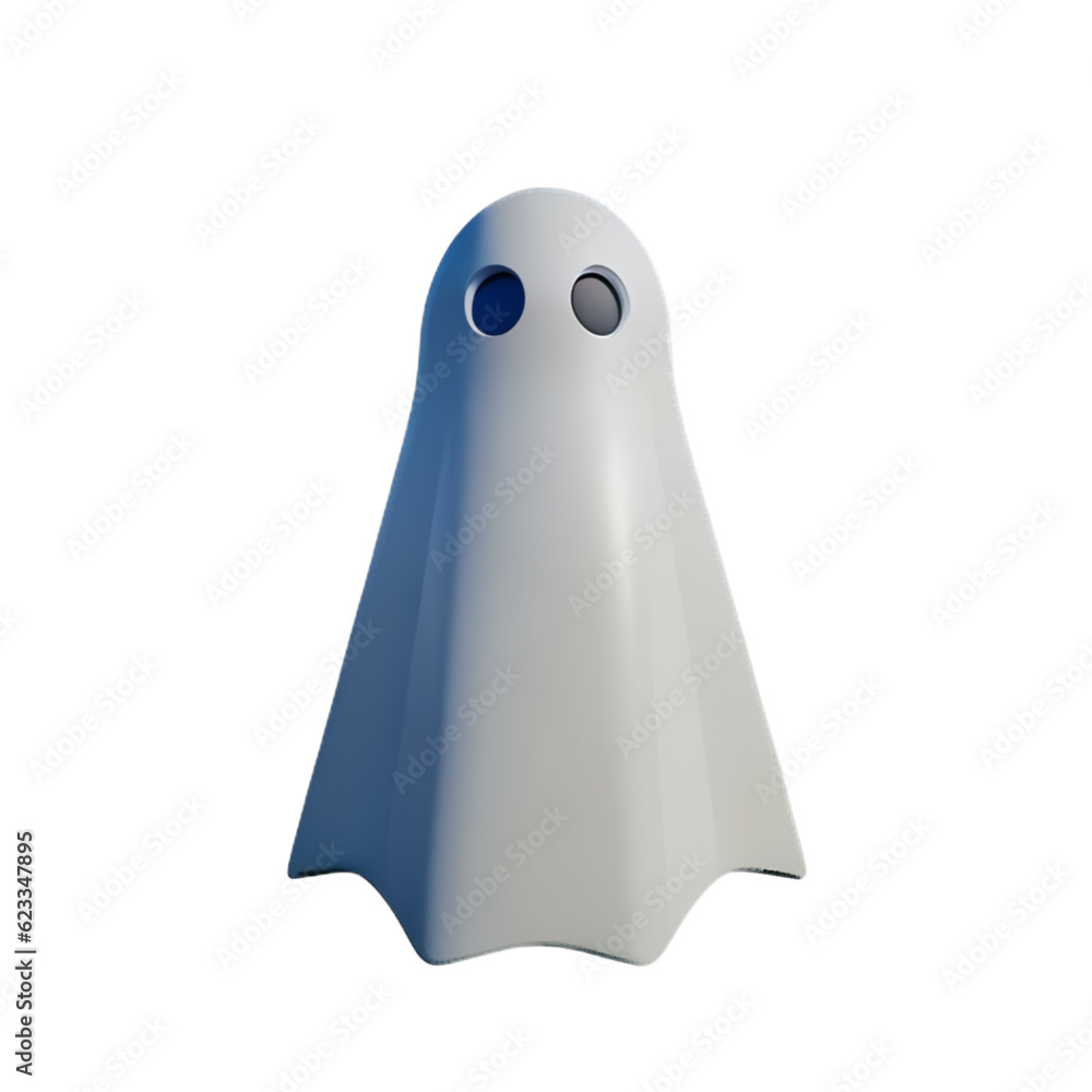 Ghost cartoon for halloween Flying white ghost plastic cartoon low poly 3d icon on white background. Ghost cartoon for halloween Flying white ghost plastic cartoon low poly 3d icon on white background.