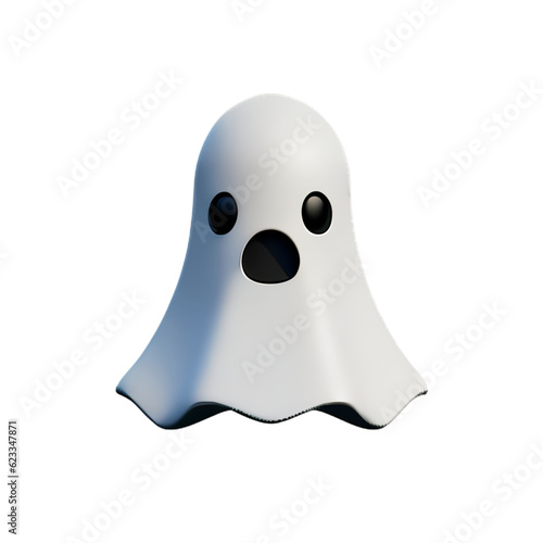Ghost cartoon for halloween Flying white ghost plastic cartoon low poly 3d icon on white background.