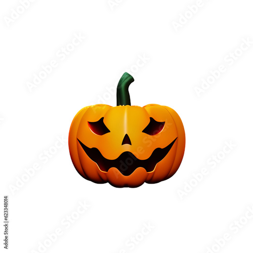 Funny Pumpkin cartoon for halloween Flying pumpkin plastic cartoon low poly 3d icon on white background © Wanda