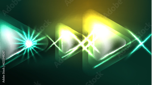 Wallpaper Mural Digital Neon Abstract Background, Triangles And Lights Geometric Design Template Torontodigital.ca