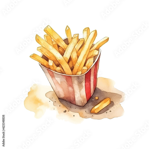 French fries watercolor paint