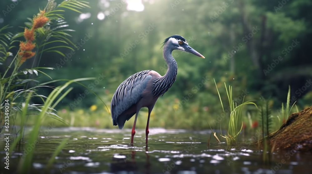 Naklejka premium blue heron HD 8K wallpaper Stock Photographic Image