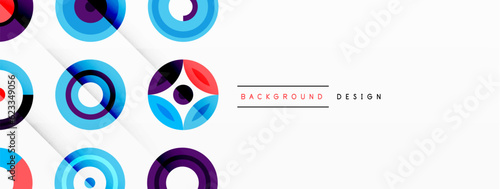 Colorful circles in a grid composition abstract background. Design for wallpaper, banner, background, landing page, wall art, invitation, prints, posters