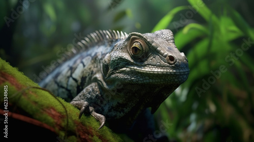 iguana on a branch HD 8K wallpaper Stock Photographic Image